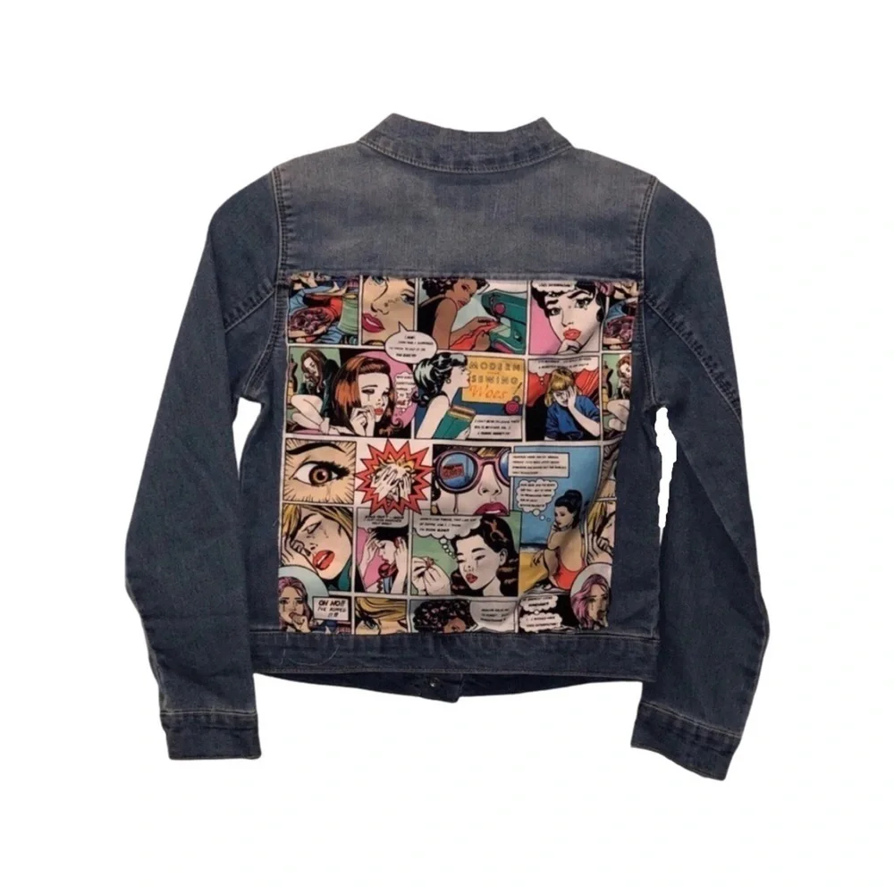 Kid's Denim Jacket With Comic Back Panel - Picture 5 of 5